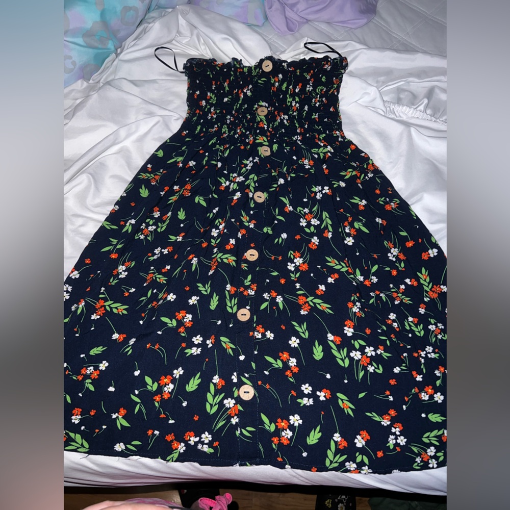 Strapless flower dress , size L